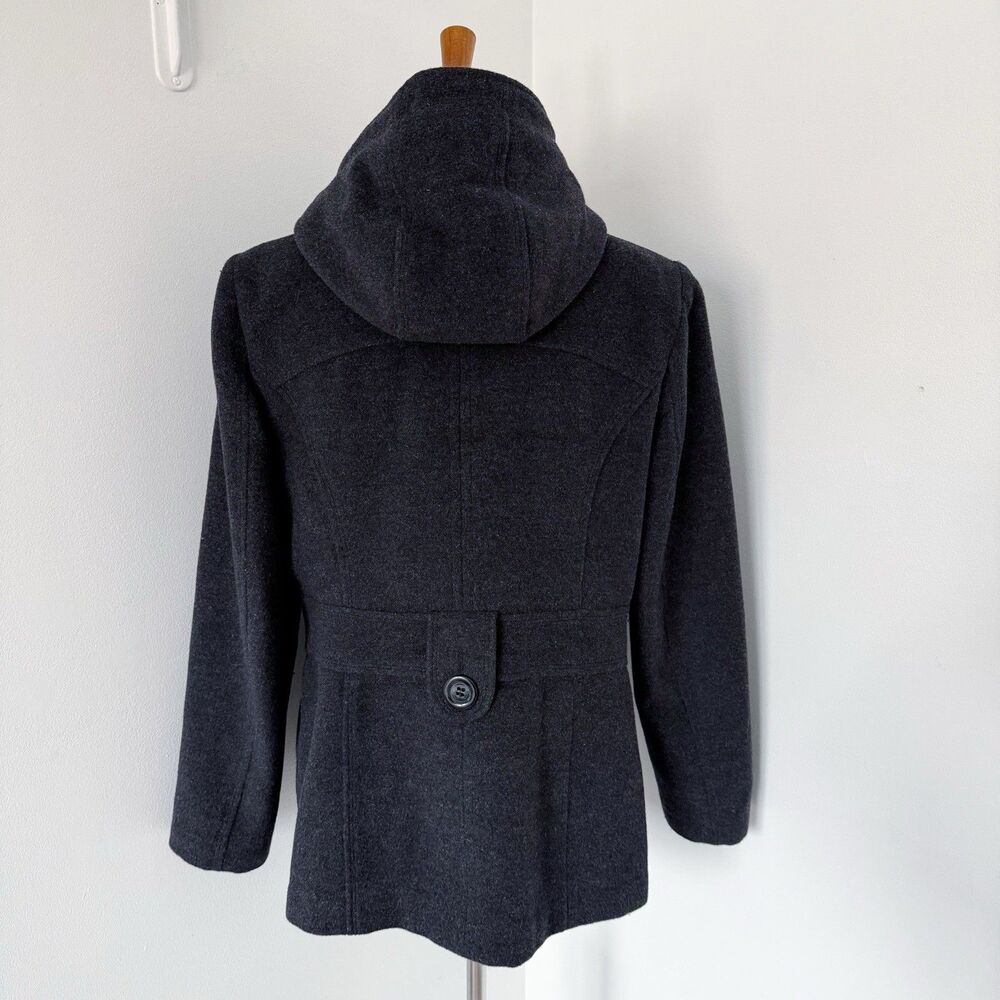 St. John’s Bay Women Wool Cashmere Blend Car Coat Hooded Peacoat Charcoal Gray M - Picture 4 of 16